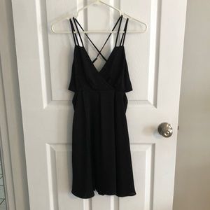 Express black satin cutout babydoll dress XS